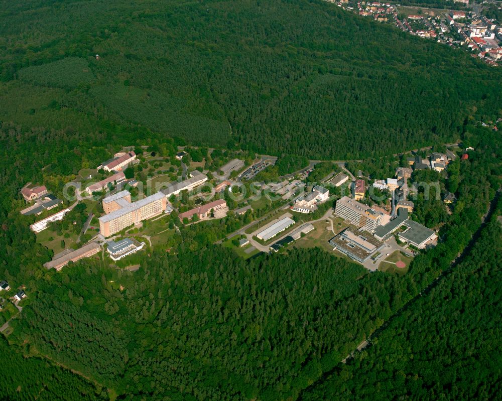 Aerial photograph Gera - Hospital grounds of the Clinic SRH Wald-Klinikum Gera on Strasse of Friedens in Gera in the state Thuringia, Germany