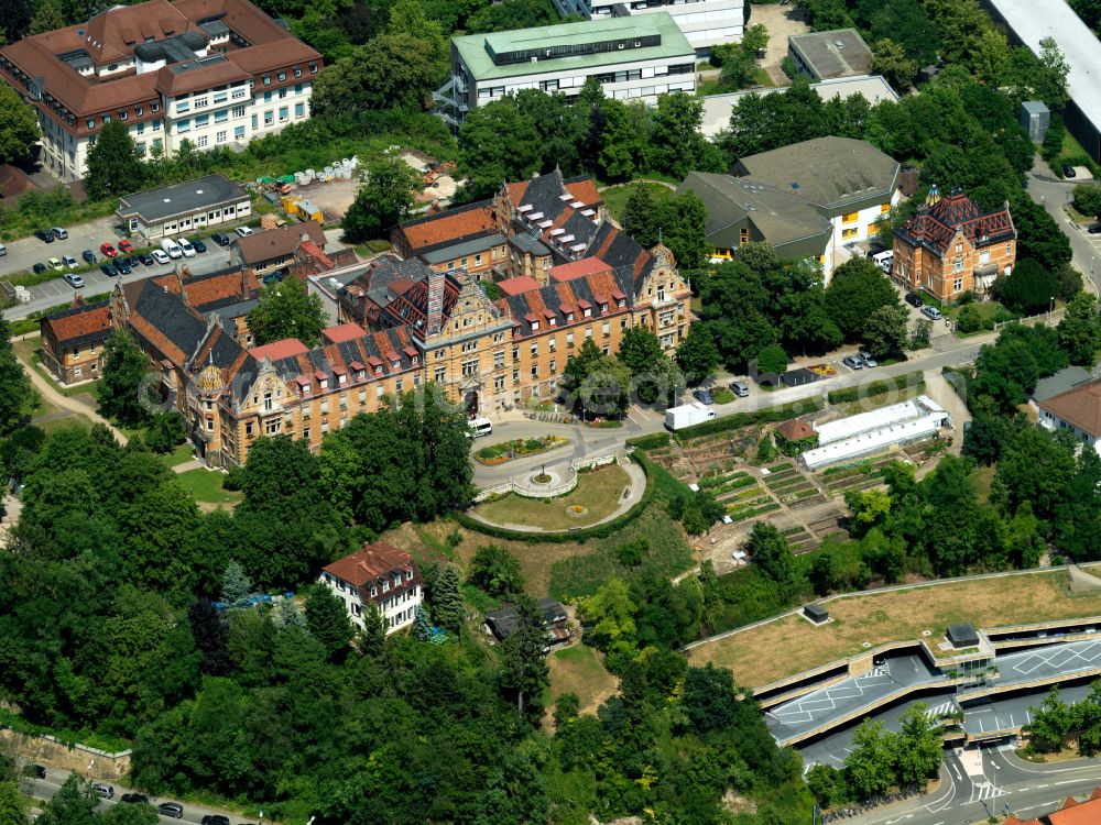 Aerial image Tübingen - Hospital grounds of the Clinic Universitaetsklinik fuer Psychiatrie and Psychotherapie Tuebingen in Tuebingen in the state Baden-Wurttemberg, Germany