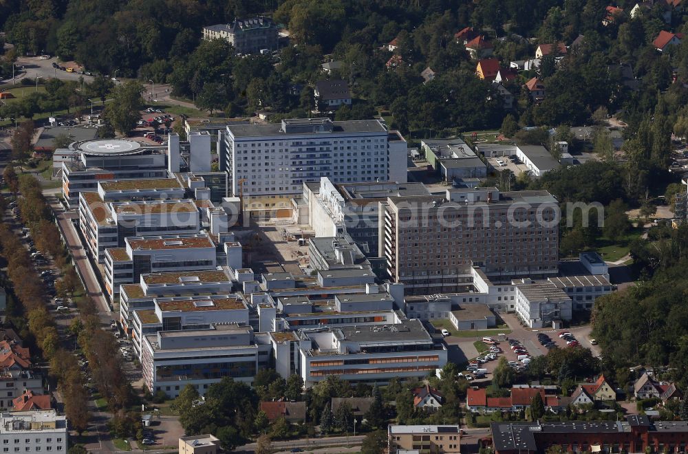 Halle (Saale) from the bird's eye view: Hospital grounds and university clinic in Halle (Saale) in the state Saxony-Anhalt, Germany
