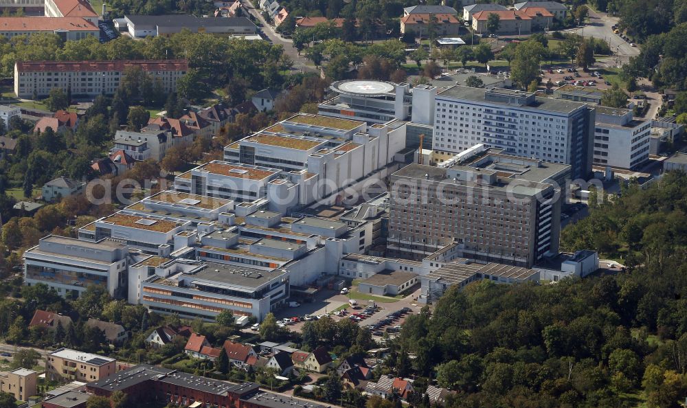 Aerial photograph Halle (Saale) - Hospital grounds and university clinic in Halle (Saale) in the state Saxony-Anhalt, Germany