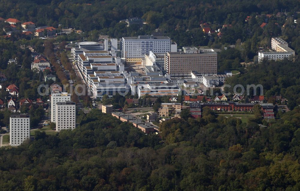 Halle (Saale) from above - Hospital grounds and university clinic in Halle (Saale) in the state Saxony-Anhalt, Germany