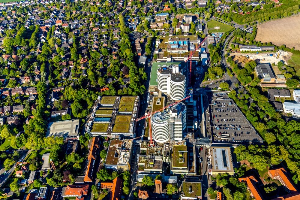 Aerial photograph Münster - Hospital grounds of the Clinic Universitaetsklinikum Muenster on Albert-Schweitzer-Campus in Muenster in the state North Rhine-Westphalia, Germany