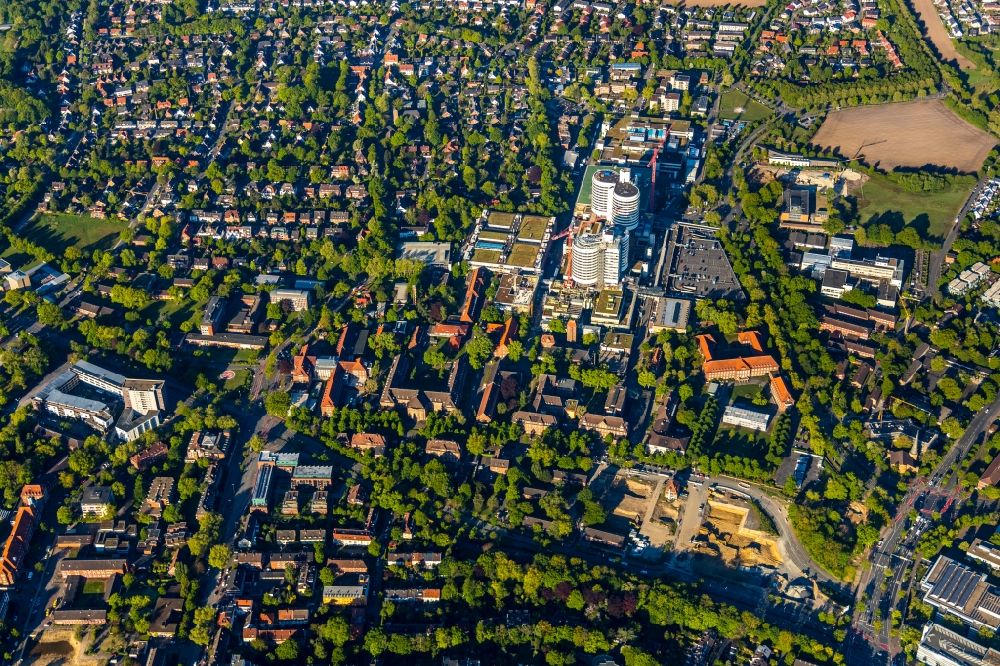 Aerial image Münster - Hospital grounds of the Clinic Universitaetsklinikum Muenster on Albert-Schweitzer-Campus in Muenster in the state North Rhine-Westphalia, Germany