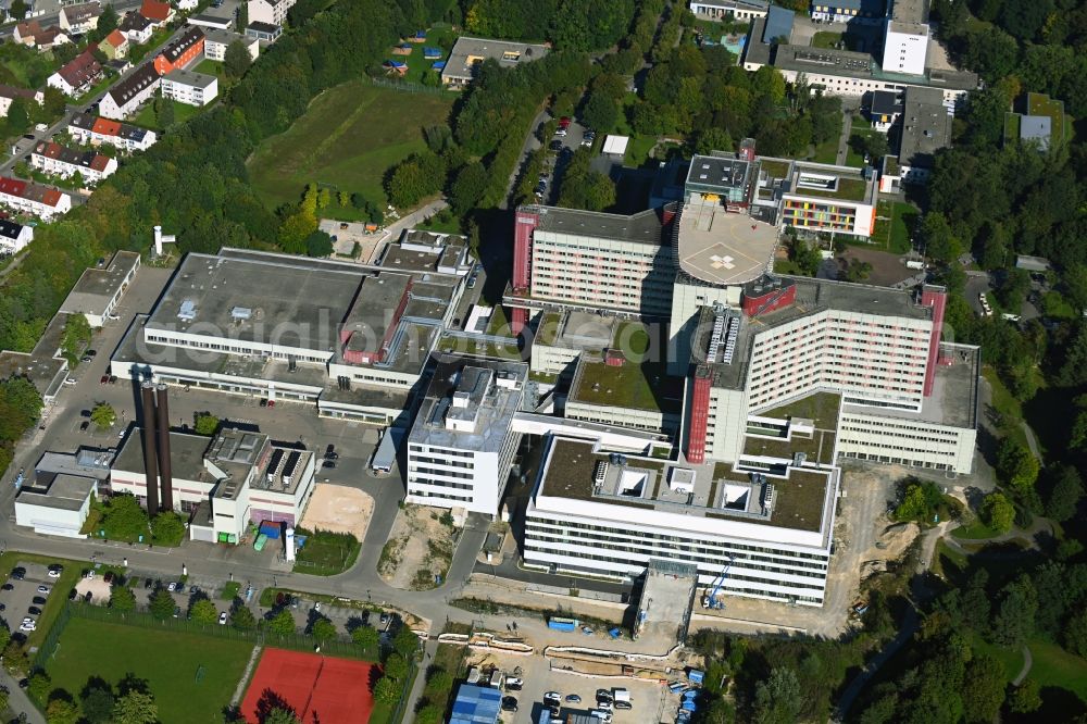 Augsburg from above - Hospital grounds of the Clinic Universitaetsklinikum on Stenglinstrasse in the district Kriegshaber in Augsburg in the state Bavaria, Germany