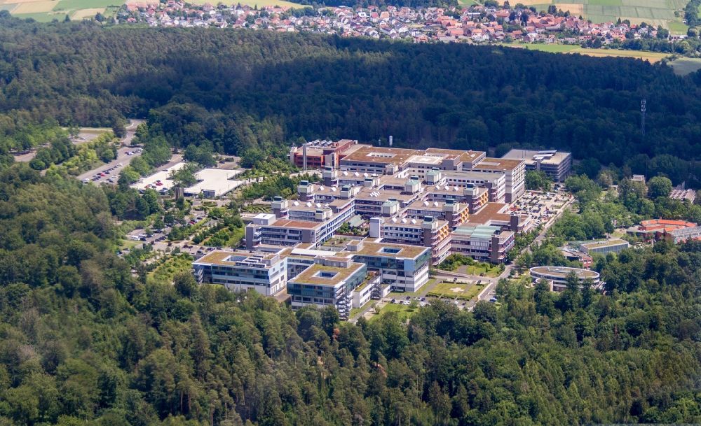 Aerial image Marburg - Hospital grounds of the Clinic of Universitaetsklinikums Giessen and Marburg in Marburg in the state Hesse, Germany