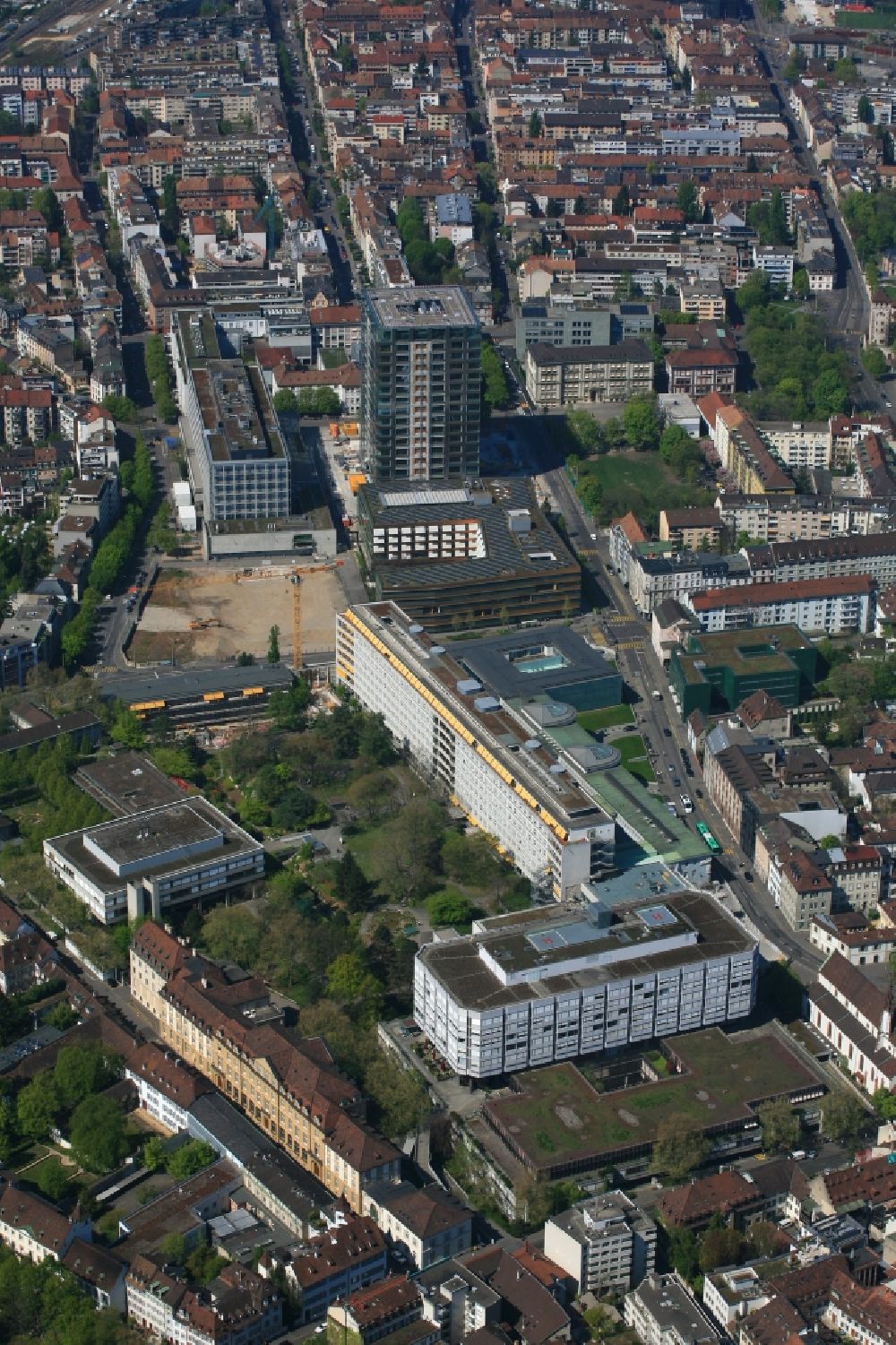 Aerial photograph Basel - Clinic of the hospital grounds Universitaetsspital and biocenter of the University in Basle, Switzerland