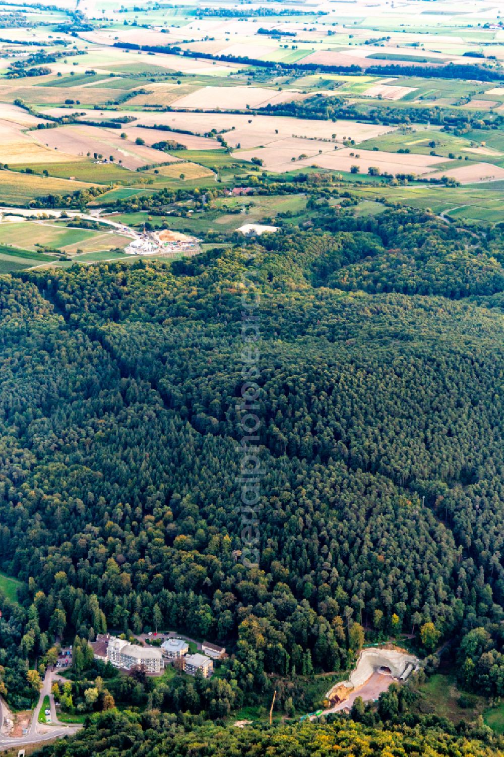 Aerial photograph Bad Bergzabern - Hospital grounds of the rehabilitation center Celenus Parkklinik GmbH in Bad Bergzabern in the state Rhineland-Palatinate, Germany