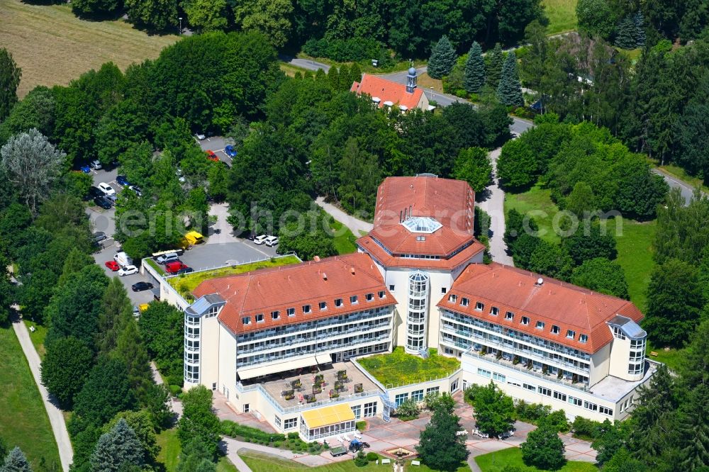 Bad Brambach from above - Hospital grounds of the rehabilitation center Dr. Ebel Fachklinik in Bad Brambach in the state Saxony, Germany