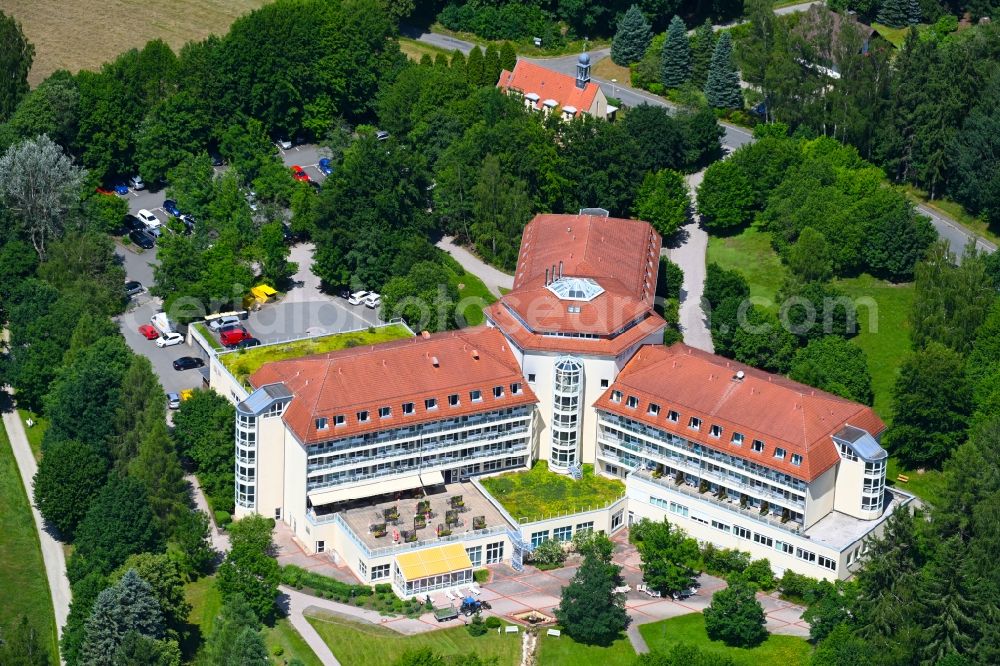 Bad Brambach from the bird's eye view: Hospital grounds of the rehabilitation center Dr. Ebel Fachklinik in Bad Brambach in the state Saxony, Germany