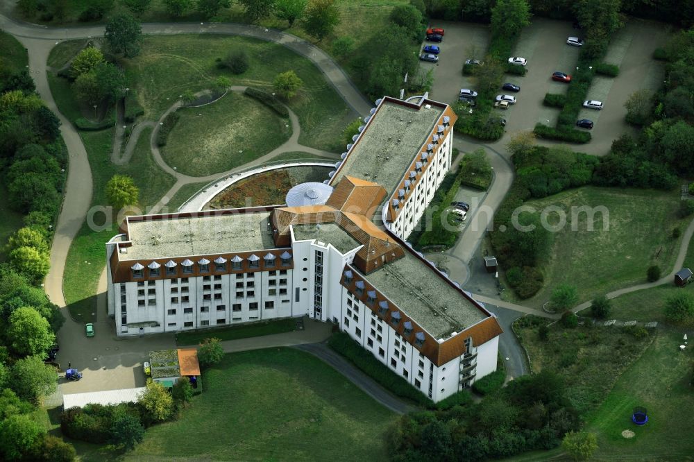 Sülzhayn from the bird's eye view: Hospital grounds of the rehabilitation center KMG Rehabilitationszentrum Am Haidberg in Suelzhayn in the state Thuringia, Germany