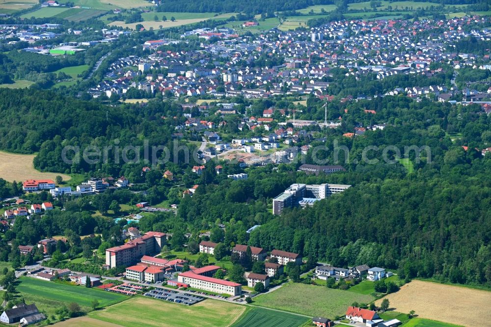 Aerial image Bad Driburg - Hospital grounds of the rehabilitation center Rehabilitationsklinik of BfA in Bad Driburg in the state North Rhine-Westphalia, Germany