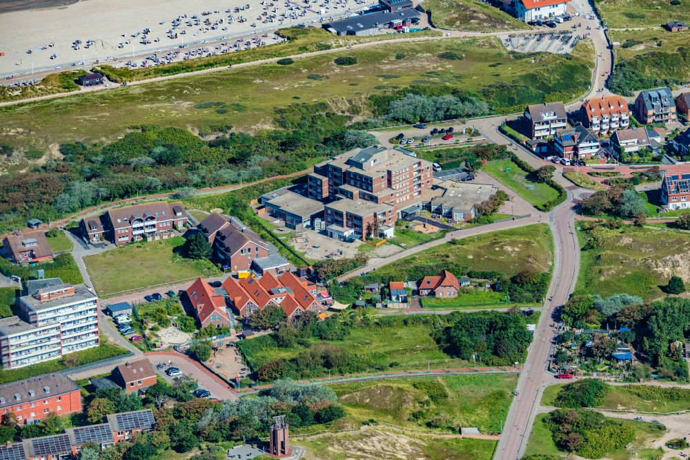 Aerial image Norderney - Hospital grounds of the rehabilitation center Kurzentrum Norderney in Norderney in the state Lower Saxony, Germany