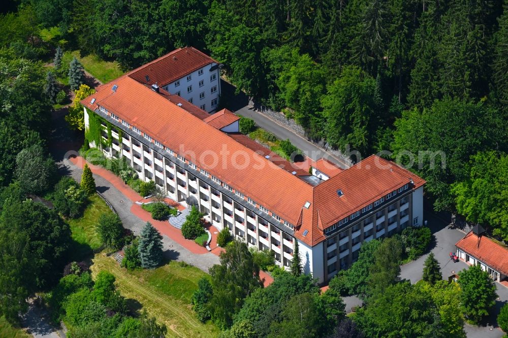 Aerial photograph Bad Brambach - Hospital grounds of the rehabilitation center Vogtland-Residenz on street Christian-Schueller-Strasse in the district Oberbrambach in Bad Brambach in the state Saxony, Germany