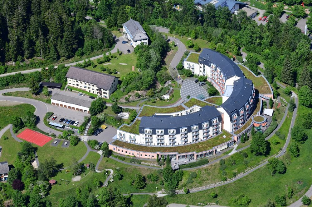 Todtmoos from the bird's eye view: Hospital grounds of the rehabilitation center Wehrawald in Todtmoos in the state Baden-Wurttemberg, Germany. Specialized in pneumonology, oncology and psychosomatic