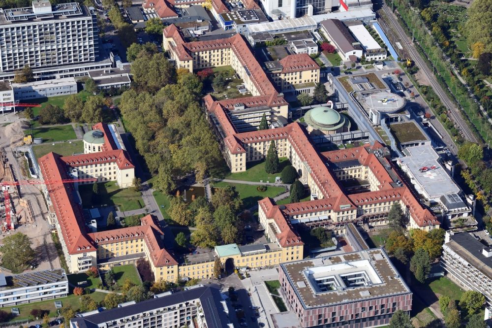 Freiburg im Breisgau from above - Hospital grounds of the University Medical Center in Freiburg in Breisgau in the state Baden-Wurttemberg