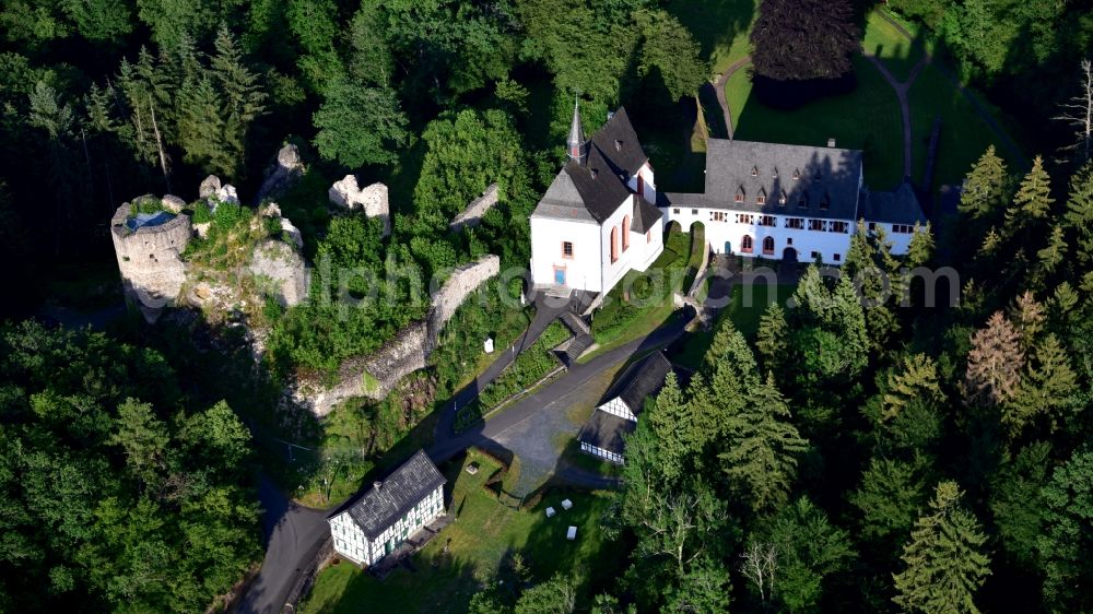 Aerial image Asbach - Ehrenstein Monastery and Castle in Asbach in the state Rhineland-Palatinate, Germany