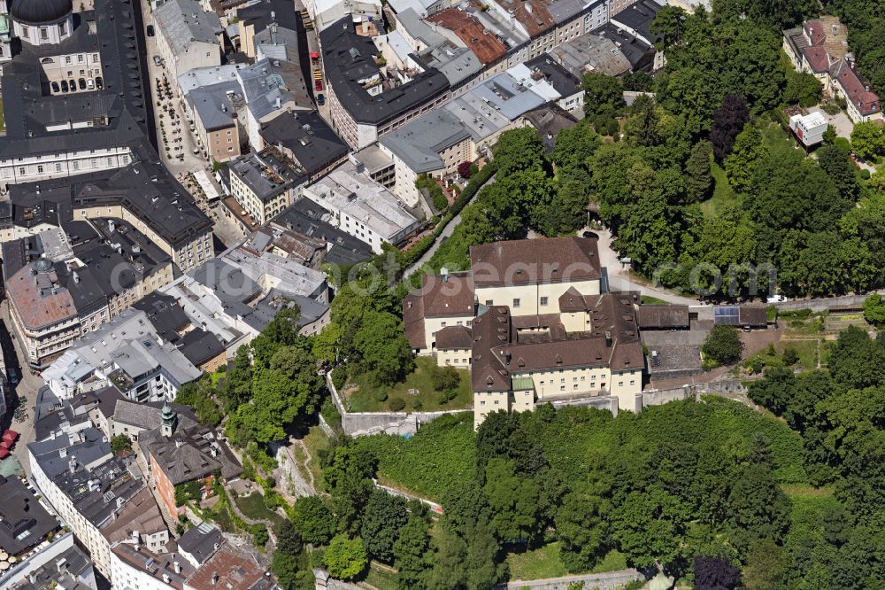 Salzburg from above - Complex of buildings of the monastery Kapuzinerkloster on street Imbergstiege in Salzburg in Austria