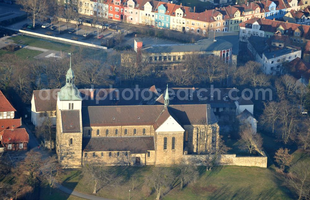 Aerial image Helmstedt - Das Kloster St. Marienberg an der Klosterstraße in Helmstedt. Es wurde 1176 als Augustiner-Chorfrauenstift gegründet. The cloister St. Marienberg in the street Klosterstrasse in Helmstedt. The cloister was founded in 1176 as an Augustinian chapter of canonesses.