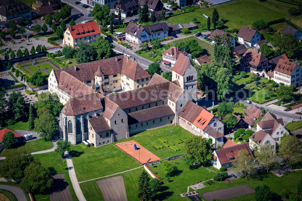 Aerial image Reichenau - Complex of buildings of the monastery Reichenau and Muenster St. Maria and Markus in Mittelzell on Reichenau Island in the state Baden-Wuerttemberg, Germany