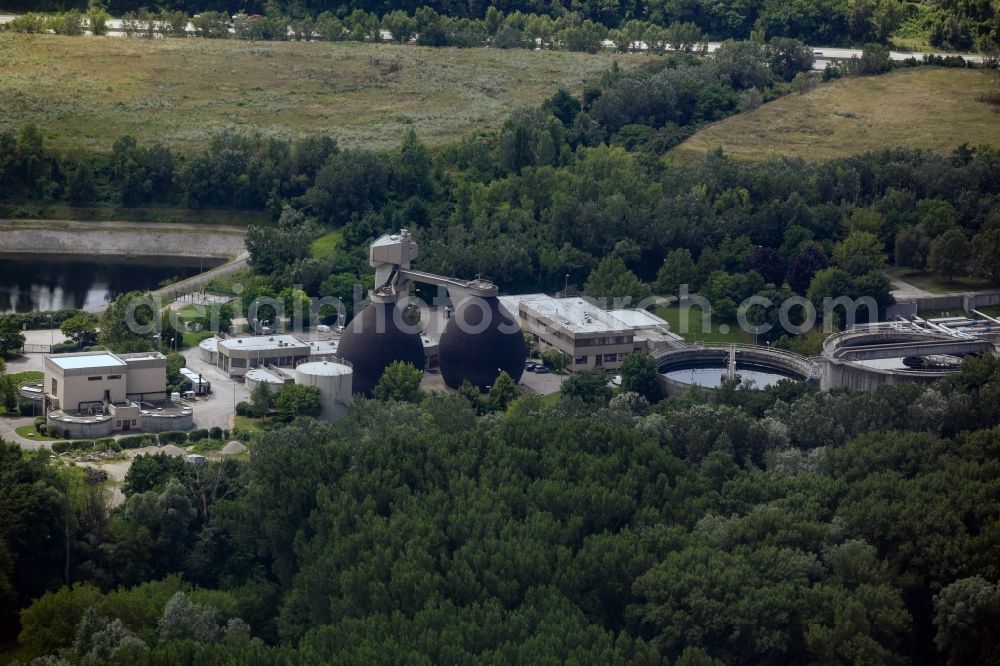 Aerial photograph Schwechat - Waste water treatment plant of the Abwasserverband Schwechat in Schwechat in Lower Austria, Austria