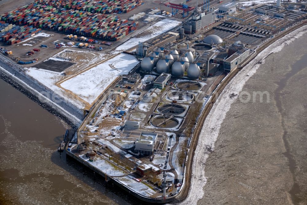 Aerial photograph Hamburg - Sewage works Basin and purification steps for waste water treatment VERA Klaerschlammverbrennung GmbH in Hamburg in Hamburg, Germany