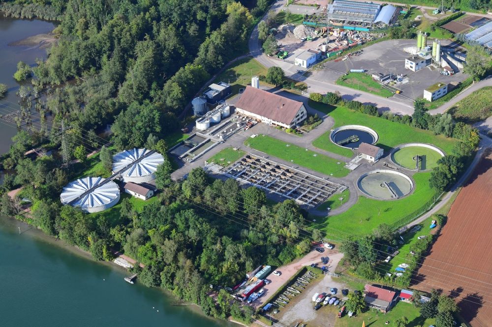 Aerial image Wehr - Sewage works basin and purification steps for waste water treatment in the district Brennet in Wehr in the state Baden-Wuerttemberg, Germany
