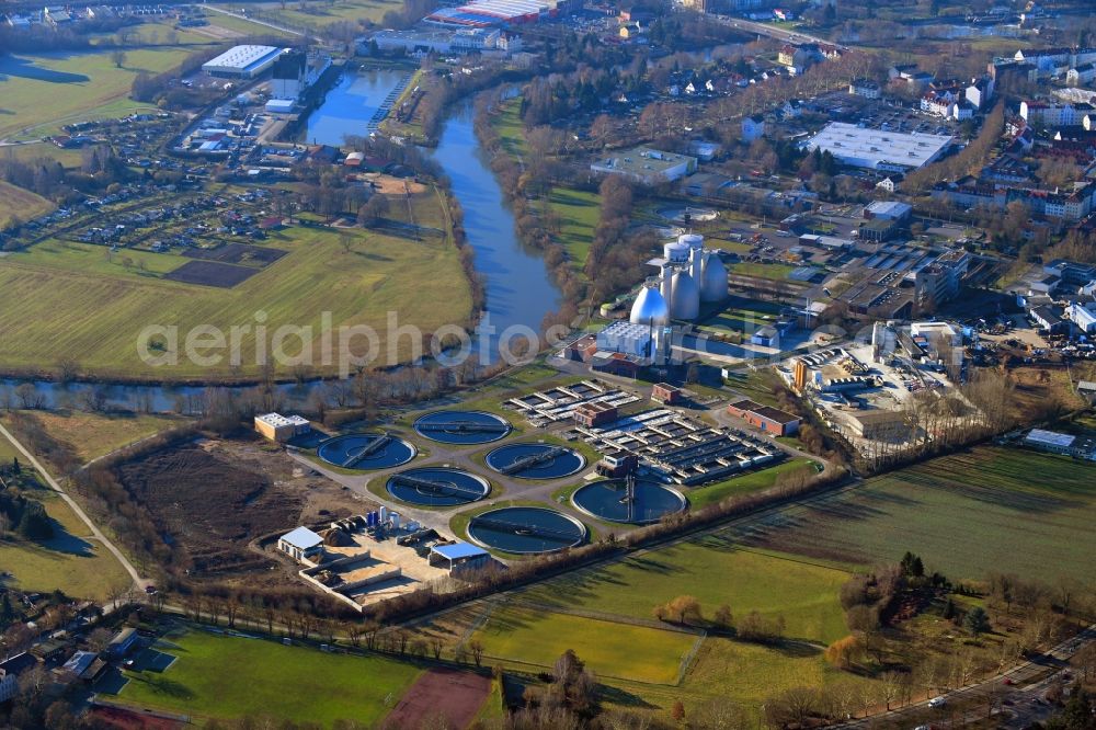 Aerial photograph Kassel - Sewage works Basin and purification steps for waste water treatment in the district Wesertor in Kassel in the state Hesse, Germany