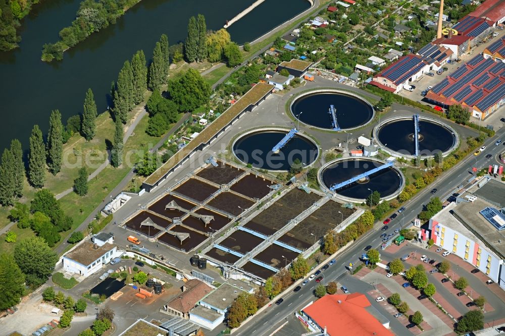 Würzburg from above - Sewage works Basin and purification steps for waste water treatment in the district Zellerau in Wuerzburg in the state Bavaria, Germany