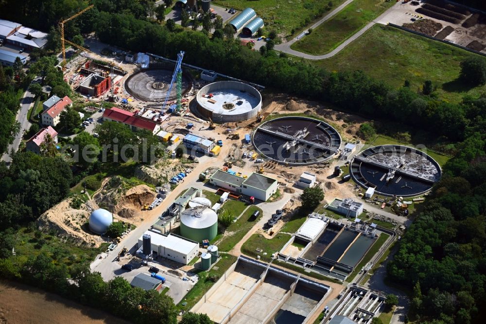Potsdam from above - Sewage works Basin and purification steps for waste water treatment on the Lerchensteig in the district Bornim in Potsdam in the state Brandenburg, Germany