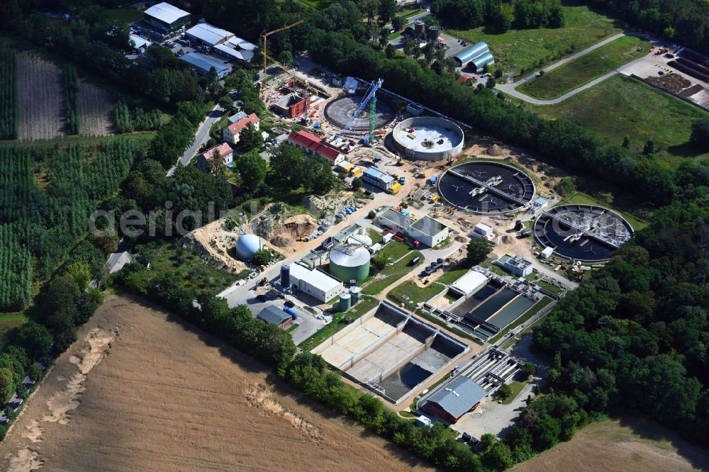 Aerial image Potsdam - Sewage works Basin and purification steps for waste water treatment on the Lerchensteig in the district Bornim in Potsdam in the state Brandenburg, Germany
