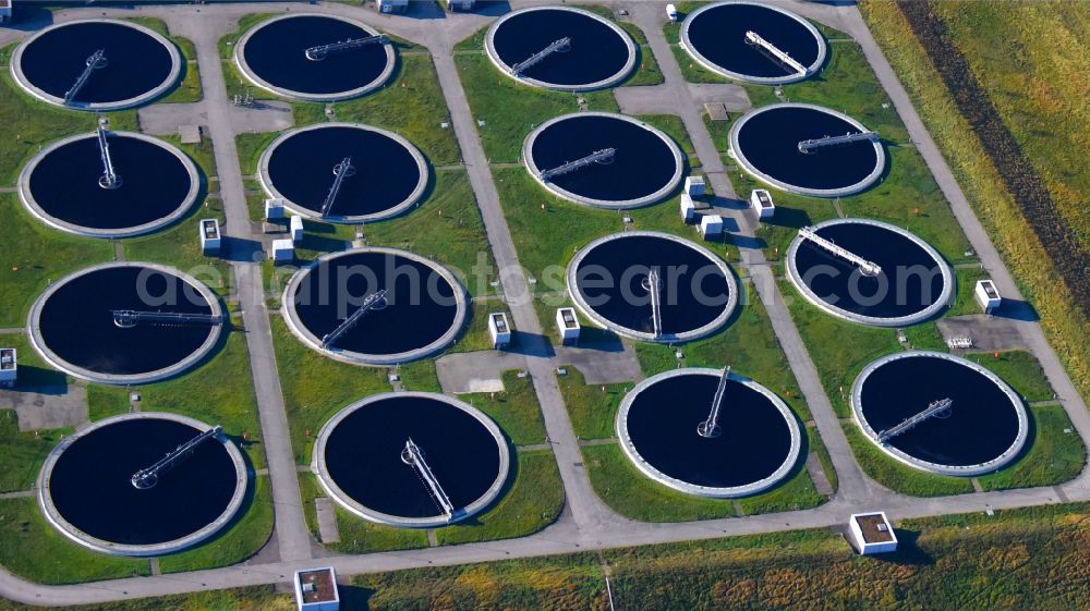 Aerial photograph Waßmannsdorf - Sewage work washbasins and cleansing steps to the sewage treatment in Wassmannsdorf in the federal state Brandenburg, Germany