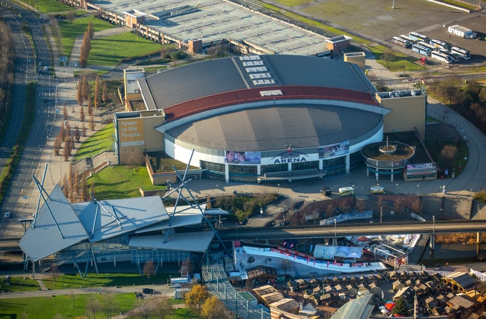 Aerial photograph Oberhausen - The Koenig Pilsener Arena is a multi-purpose hall and is located on the grounds of the shopping and leisure center CentrO in the district Neue Mitte in Oberhausen in North Rhine-Westphalia
