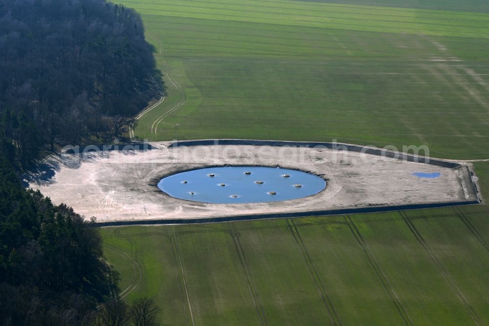 Aerial image Krummensee - Field edge of a target biotope in the field surface on Langes Elsenfliess in Krummensee in the state Brandenburg, Germany