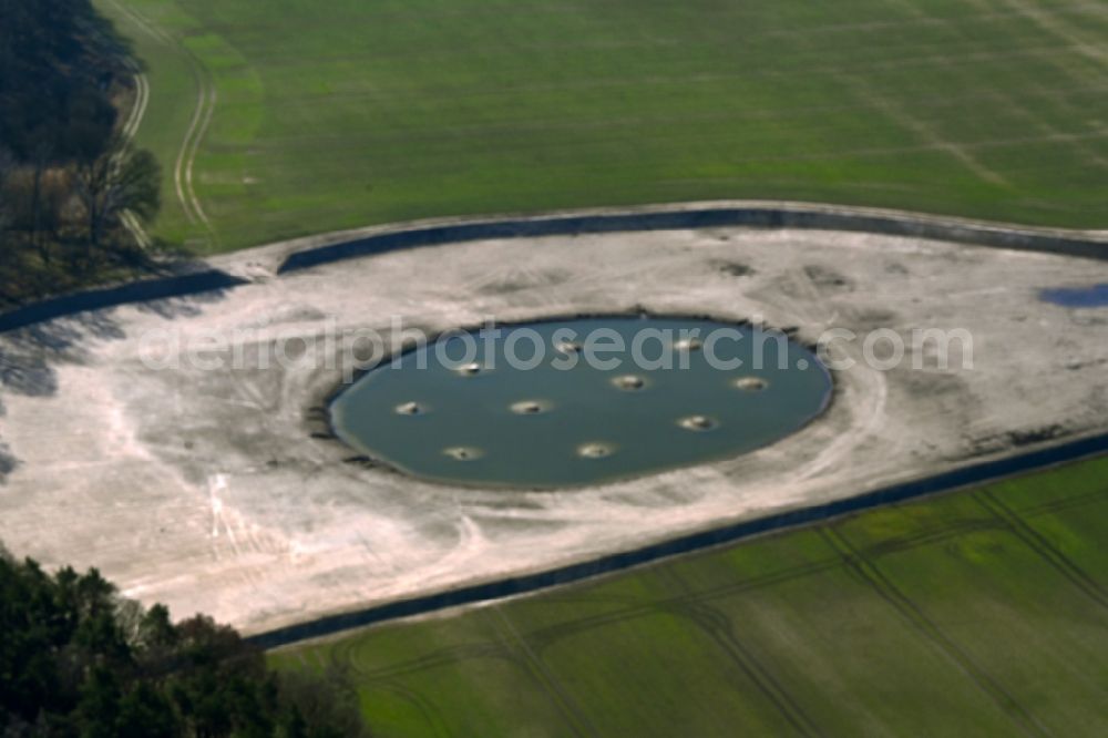 Krummensee from the bird's eye view: Field edge of a target biotope in the field surface on Langes Elsenfliess in Krummensee in the state Brandenburg, Germany