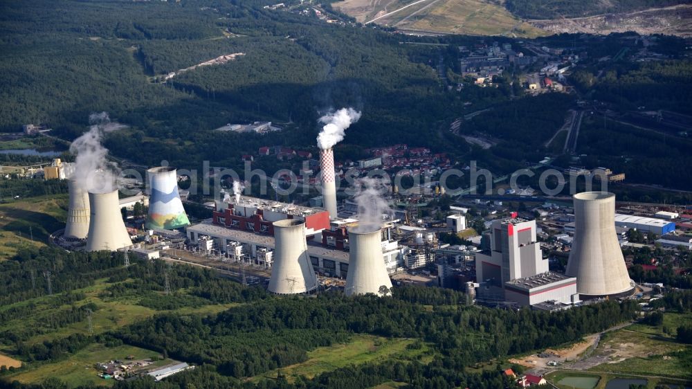 Aerial photograph Bogatynia - Reichenau - Coal power plants of the in Bogatynia - Reichenau in Woiwodschaft Niederschlesien, Poland