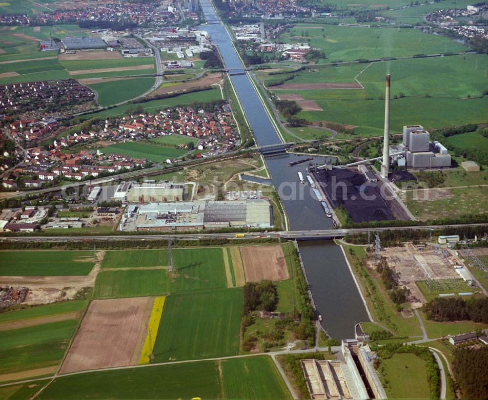 Aerial image Erlangen - Coal power plants of the Kraftwerk Franken II in Erlangen in the state Bavaria, Germany