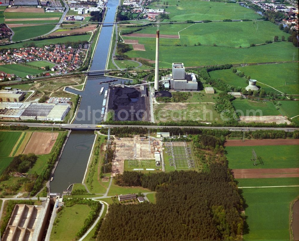 Aerial photograph Erlangen - Coal power plants of the Kraftwerk Franken II in Erlangen in the state Bavaria, Germany