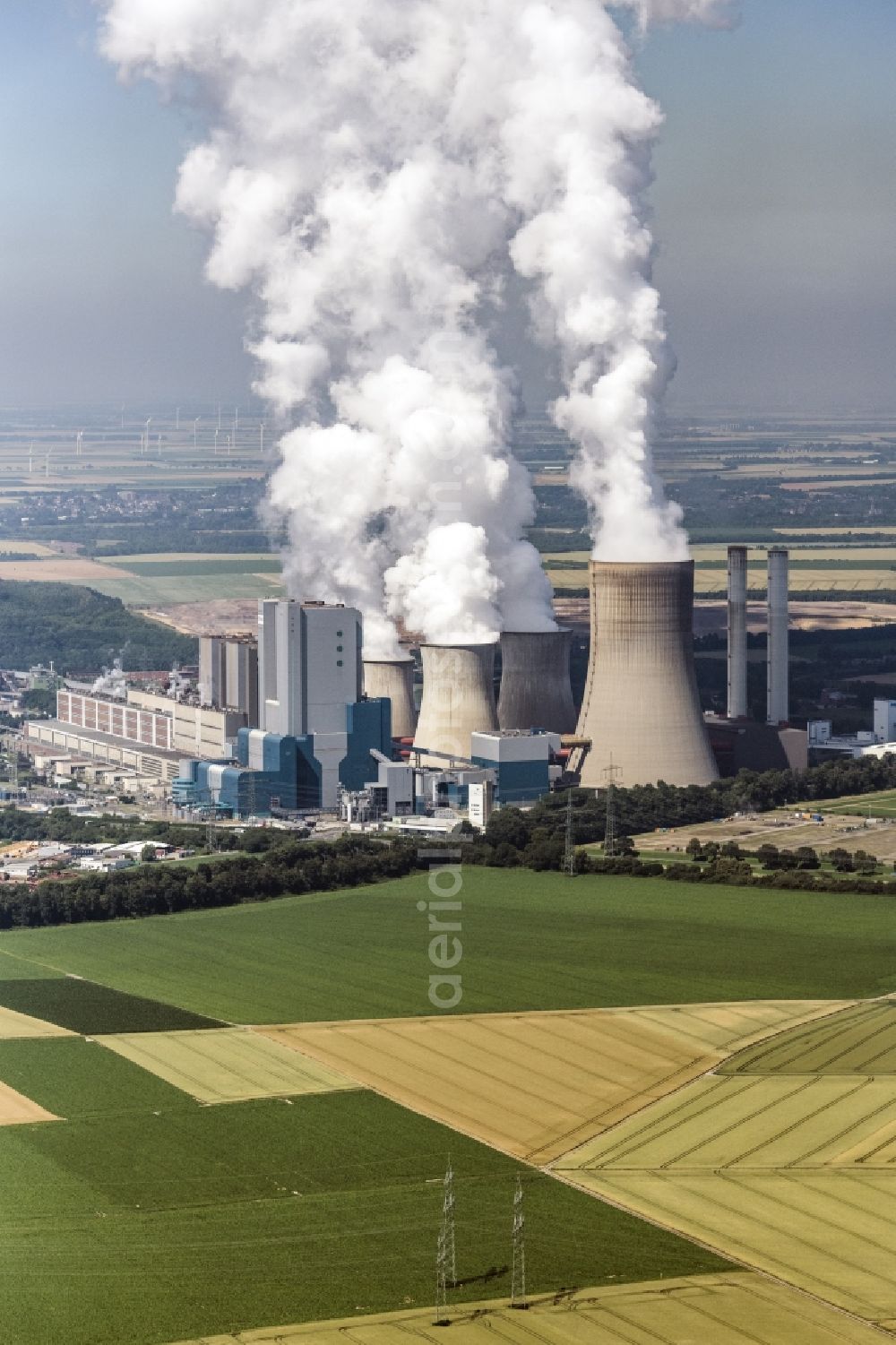 Aerial image Bergheim - Coal power plants of the RWE Power AG Kraftwerk Niederaussem in the district Niederaussem in Bergheim in the state North Rhine-Westphalia, Germany