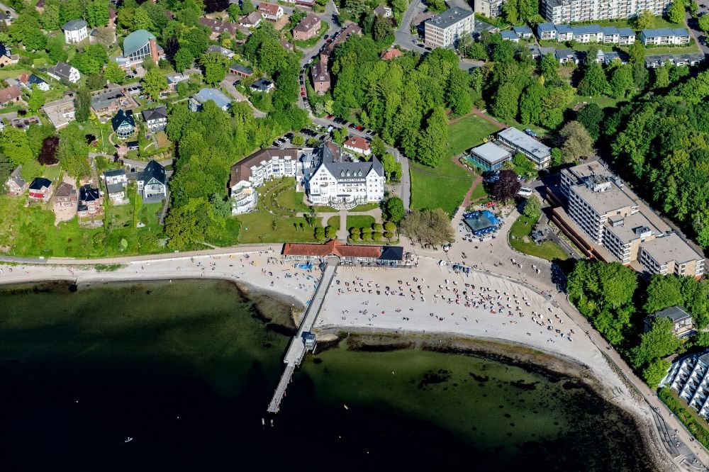 Aerial photograph Glücksburg - Construction of the pier on the Flensburg Fjord in Gluecksburg in the state Schleswig-Holstein, Germany