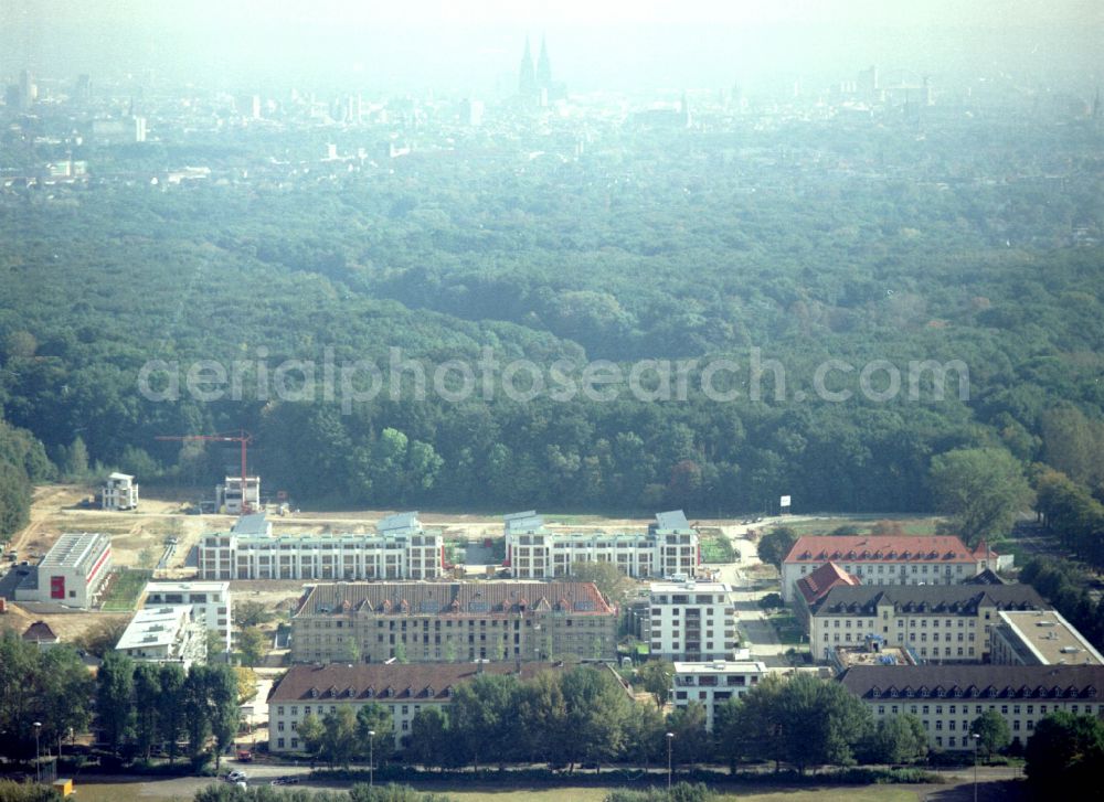 Köln from above - Construction site for the renovation and reconstruction of the building complex of the former military barracks in the district Junkersdorf in Cologne in the state North Rhine-Westphalia, Germany