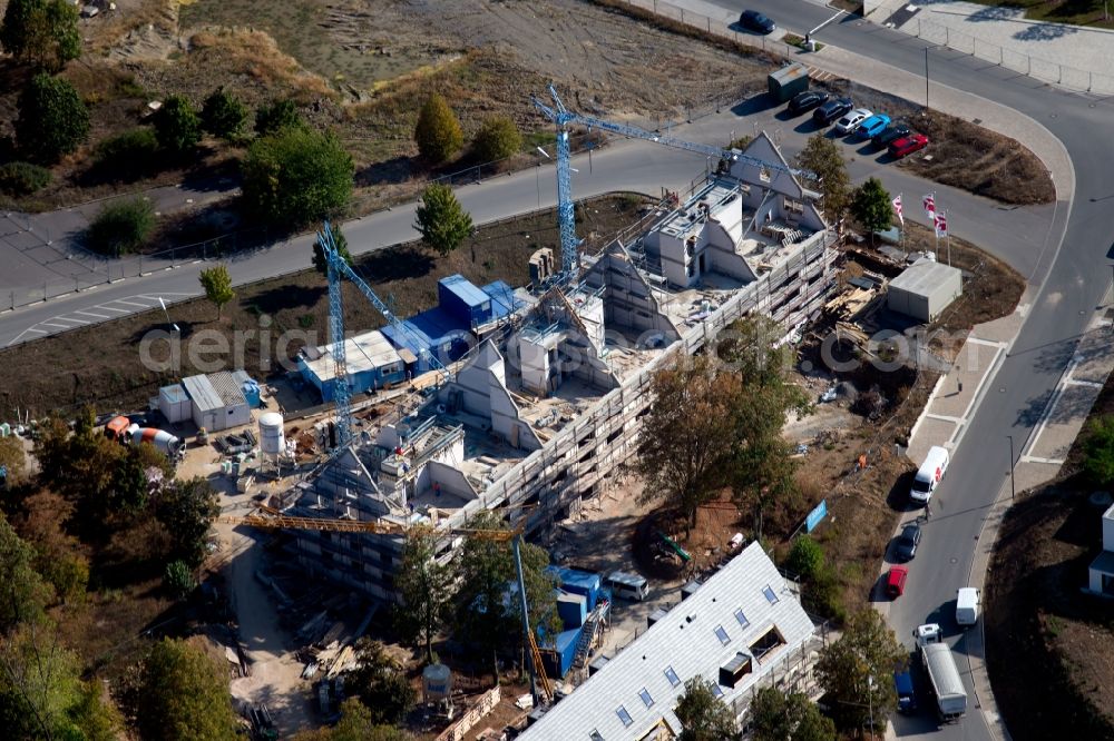 Aerial image Würzburg - Construction site for the renovation and reconstruction of the building complex of the former military barracks on Elisabeth-Scheuring-Strasse in the district Hubland in Wuerzburg in the state Bavaria, Germany
