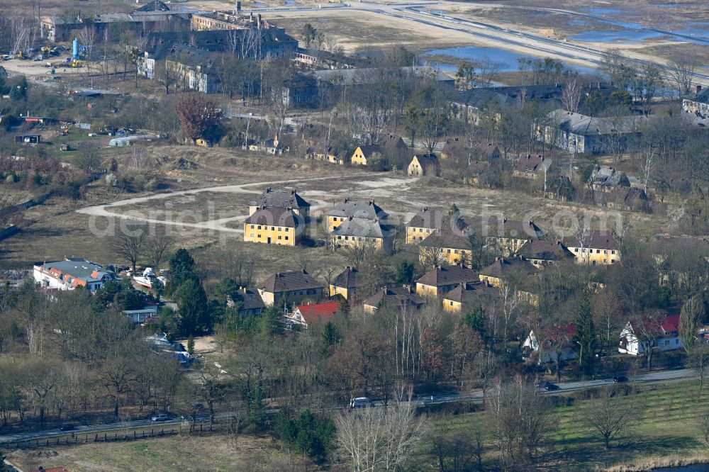Aerial photograph Potsdam - Construction site for the renovation and reconstruction of the building complex of the former military barracks on street Potsdamer Chaussee in the district Fahrland in Potsdam in the state Brandenburg, Germany