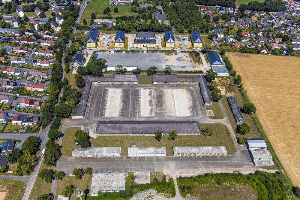Soest from above - Conversion construction site Building complex of the former military barracks in Soest in the state of North Rhine-Westphalia, Germany