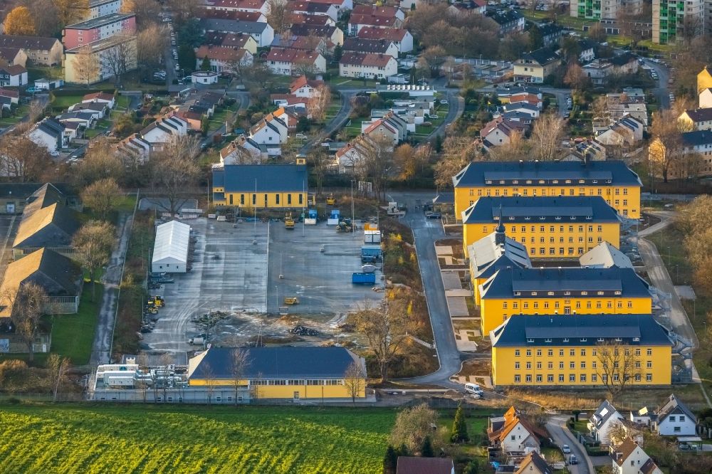 Soest from above - Conversion construction site Building complex of the former military barracks in Soest in the state of North Rhine-Westphalia, Germany