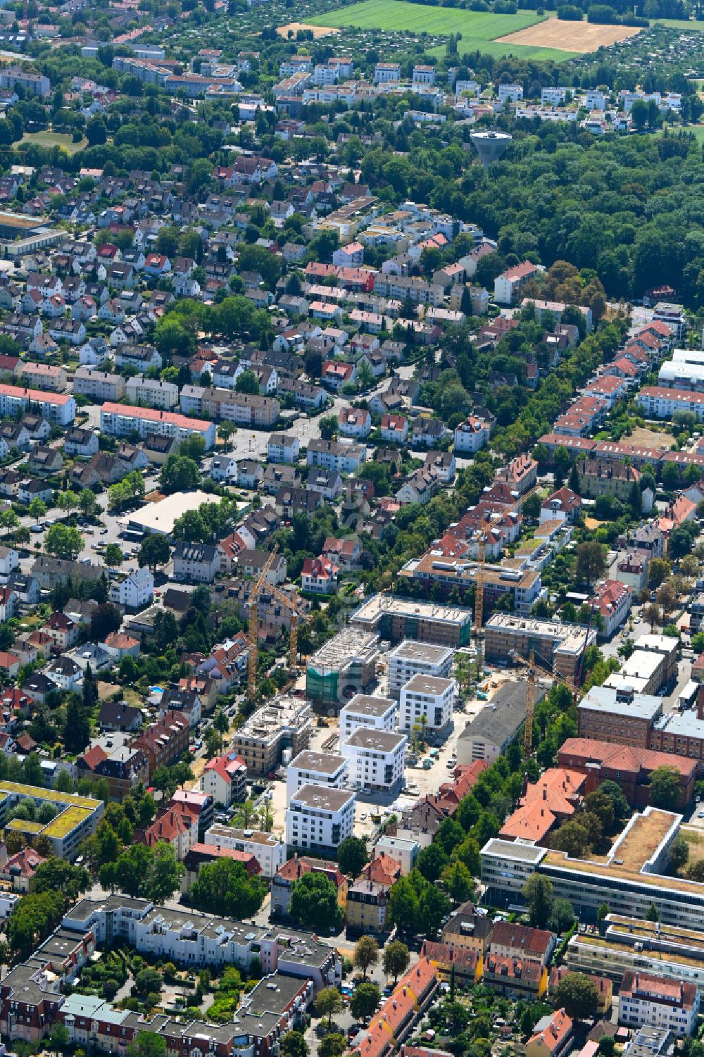 Ludwigsburg from above - Construction site for the renovation and reconstruction of the building complex of the former military barracks zu einem Wohngebiet between Jaegerhofallee and Alt-Wuertemberg-Allee in Ludwigsburg in the state Baden-Wuerttemberg, Germany