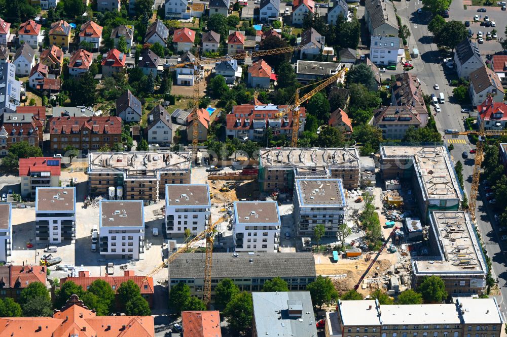 Aerial image Ludwigsburg - Construction site for the renovation and reconstruction of the building complex of the former military barracks zu einem Wohngebiet between Jaegerhofallee and Alt-Wuertemberg-Allee in Ludwigsburg in the state Baden-Wuerttemberg, Germany