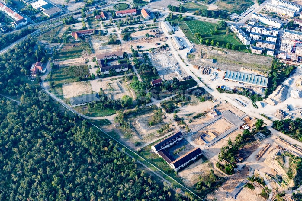 Mannheim from above - Construction site for the renovation and reconstruction of the former US-military barracks SULLIVAN on Kaefertal Forest d in Mannheim in the state Baden-Wurttemberg, Germany