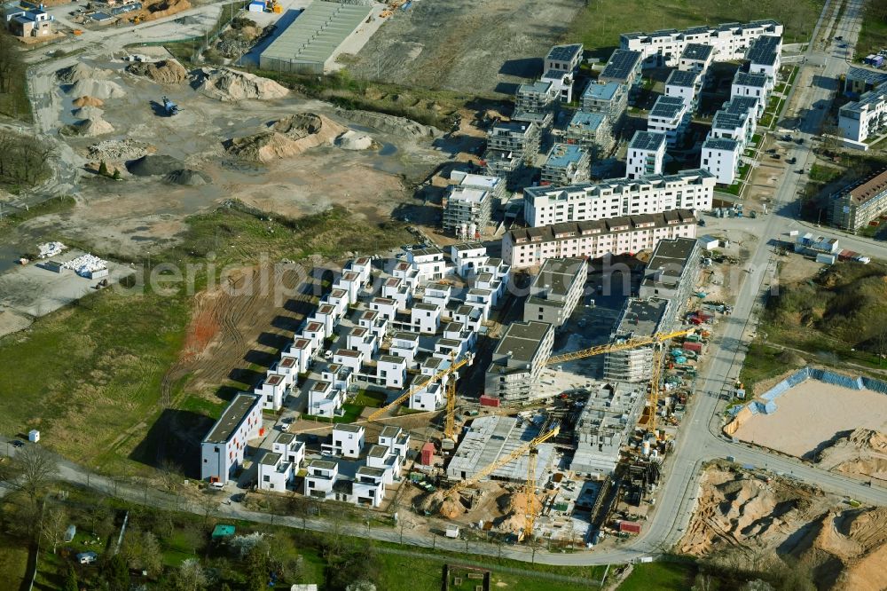 Mannheim from above - Conversion construction site on the site of the former SULLIVAN US barracks - new construction of a modern housing development in the Kaefertal forest in Mannheim in the state Baden-Wurttemberg, Germany