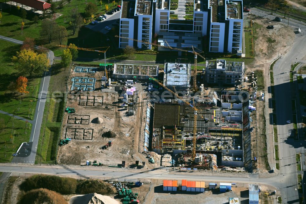 Aerial image Mannheim - Conversion construction site on the site of the former SULLIVAN US barracks - new construction of a housing estate on Robert-Funari-Strasse - George-Washington-Strasse in Mannheim in the state Baden-Wuerttemberg, Germany