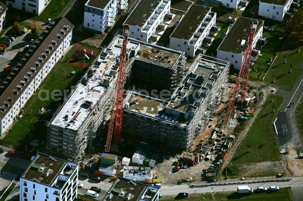 Aerial photograph Mannheim - Conversion construction site on the site of the former SULLIVAN US barracks - new construction of a modern housing development of the NFC Balance on the Franklin-Mitte area - New Franklin City on George-Washington-Strasse in Mannheim in the state Baden-Wurttemberg, Germany